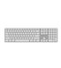 Matias FK418BTLS Clavier Bluetooth rétroéclairé sans fil en aluminium avec pavé numérique et synchronisation multi-appareils - Compatible avec Mac, iPhone, iPad, Android et PC Windows (Argent/Blanc) - Blucoil Edition
