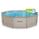 VirtuFit Rond Zwembad Ø366 x 100 cm - Incl. Filterpomp - Opzetzwembad - Duurzaam & Veilig Stalen Frame - Beige