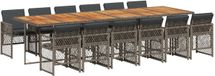 vidaXL 13-delige tuinset met kussens, grijs, polyrotan