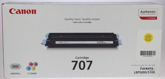 Canon 707 Yellow Toner Cartridge - 2000 Pages - Compatible with LBP 5000 / 5100 / 5700