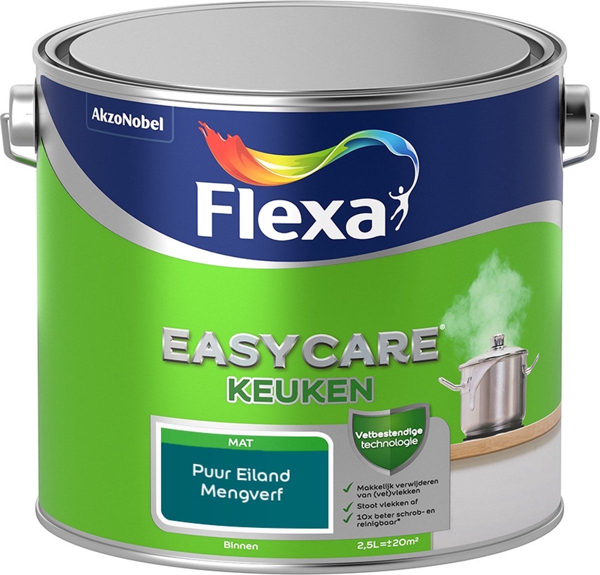 FLEXA Easycare Muurverf - Keuken - Mat - Puur Eiland - 2,5 liter