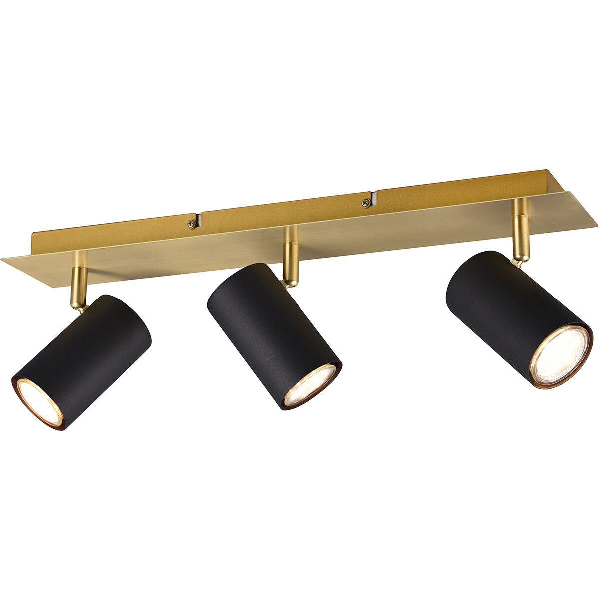 BES LED Trion Milona Wandspot - GU10 - 3-lichts - Rond - Zwart/Goud - Aluminium - 150cm