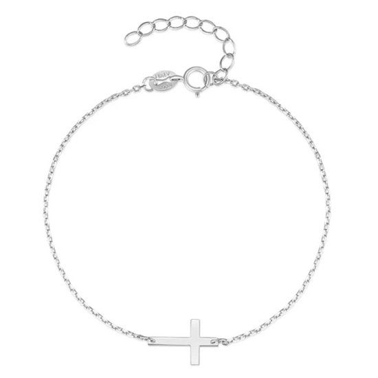 Elenza AMS Elenza 925 Sterling Zilveren Armband met Fijn Kruis
