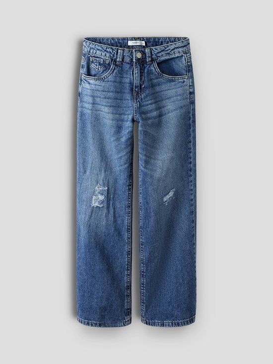 NAME IT NKFROSE HW WIDE JEANS DESTR 1411-BE NOOS - Meisjes - Jeans - Maat 158