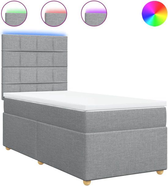 vidaXL Boxspring met matras stof lichtgrijs 100x200 cm