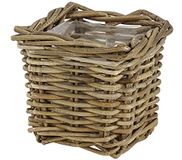 Dehner Rotan plantenpot, ca. 27 x 27 x 25 cm, rotan vlechtwerk, grijs/bruin