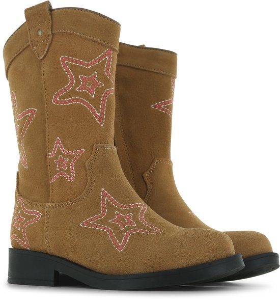 Shoesme Cognac Cowboylaars Met Sterren - Laarzen Kinderen - Meisjes - COGNAC PINK - Suède - Maat 30