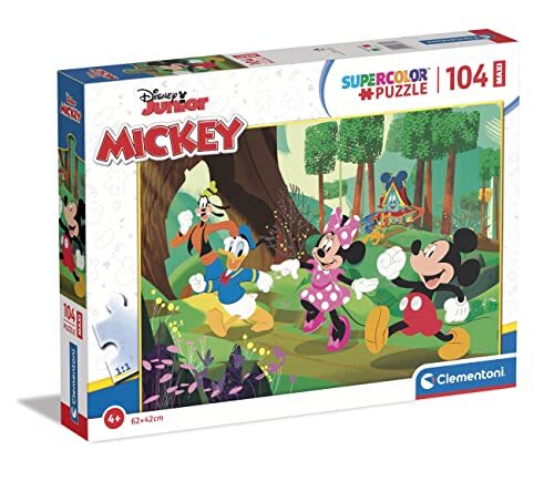 Clementoni - Disney Mickey And Friends Supercolor Friends-104 stuks kinderen 4 jaar, puzzel cartoons-Made in Italy, meerkleurig, 23772