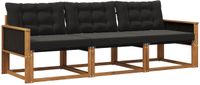 vidaXL Outdoor Sofa Set 3 pc Natural and Black