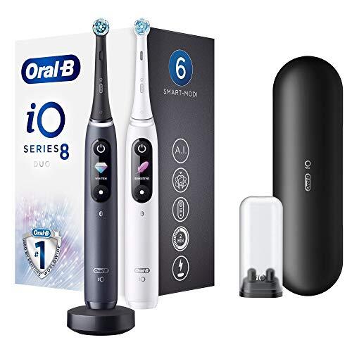 Oral-B iO 8 - Oplaadbare Elektrische Tandenborstel Powered By Braun, Witte En Zwarte Handvatten Met Revolutionaire Magnetische Technologie, Kleurendisplay, 2 Opzetborstels, 1 Premium Reisetui