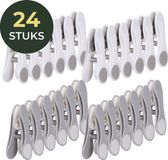 Gandria Wasknijpers 24 Stuks - Kunststof Wasknijpers - Set van 24 Plastic Knijpers - Wasrek Knijpers 10 Kg - Grijs/Wit en Wit/Grijs