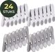 Gandria Wasknijpers 24 Stuks - Kunststof Wasknijpers - Set van 24 Plastic Knijpers - Wasrek Knijpers 10 Kg - Grijs/Wit en Wit/Grijs