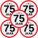 Bellatio Decorations 75 jaar leeftijd sticker - 10x - rond - Dia 15 cm - 75 jaar verjaardag - jubileum - leeftijd versiering