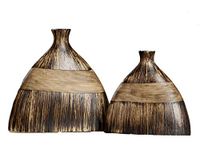 DRW Set van 2 tafelvazen, keramiek, bruin, 22 x 7 x 20,5 en 27 x 7,5 x 25 cm