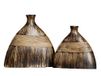 DRW Set van 2 tafelvazen, keramiek, bruin, 22 x 7 x 20,5 en 27 x 7,5 x 25 cm
