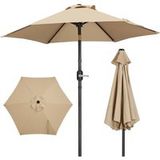 Yaheetech Parasol à manivelle - Inclinable - UPF 50+ - ø 226 x 240 cm - Marron clair