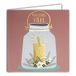 Afie 23045 vierkante kaart "Happy Year", beste wensen, kaars goud glanzend, lantaarn, windlicht, bloem, bessen, dennenboom, kerstfeest, met witte envelop