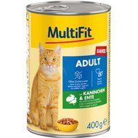 MultiFit nat kattenvoer Adult, saus, Konijn en eend 6x400 g