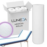 LUNEDA 3 medische lakens, rol voor medisch bed, schoonheidsspecialiste, massage, fysiotherapeuten, zacht, professioneel, wegwerpartikelen, gemaakt in Italië, van dubbel cellulosepapier, hoogte 60 cm