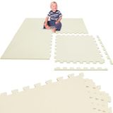 LittleTom Kinder Speelmat Beige - 4 Delen van 50 x 50 cm - EVA Puzzelmat 100x100 cm - Vloermat Kruipmat