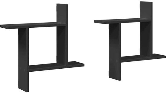 vidaXL Wandschappen - Zwart - 50x12x50 cm - 2 stuks