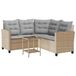 vidaXL Tuinbank met tafel en kussens, L-vormig, beige