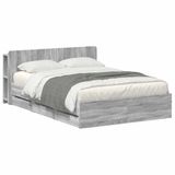 vidaXL Bedframe met opbergruimte en hoofdbord met lade Grijs Sonoma