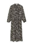 Comma Jurk Lange Mouw V-hals Zebraprint Donkerbruin Polyester