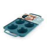 Master Chef Junior bakvorm voor 6 muffins met siliconen handgrepen in kalkoenblauw, anti-aanbaklaag en praktisch