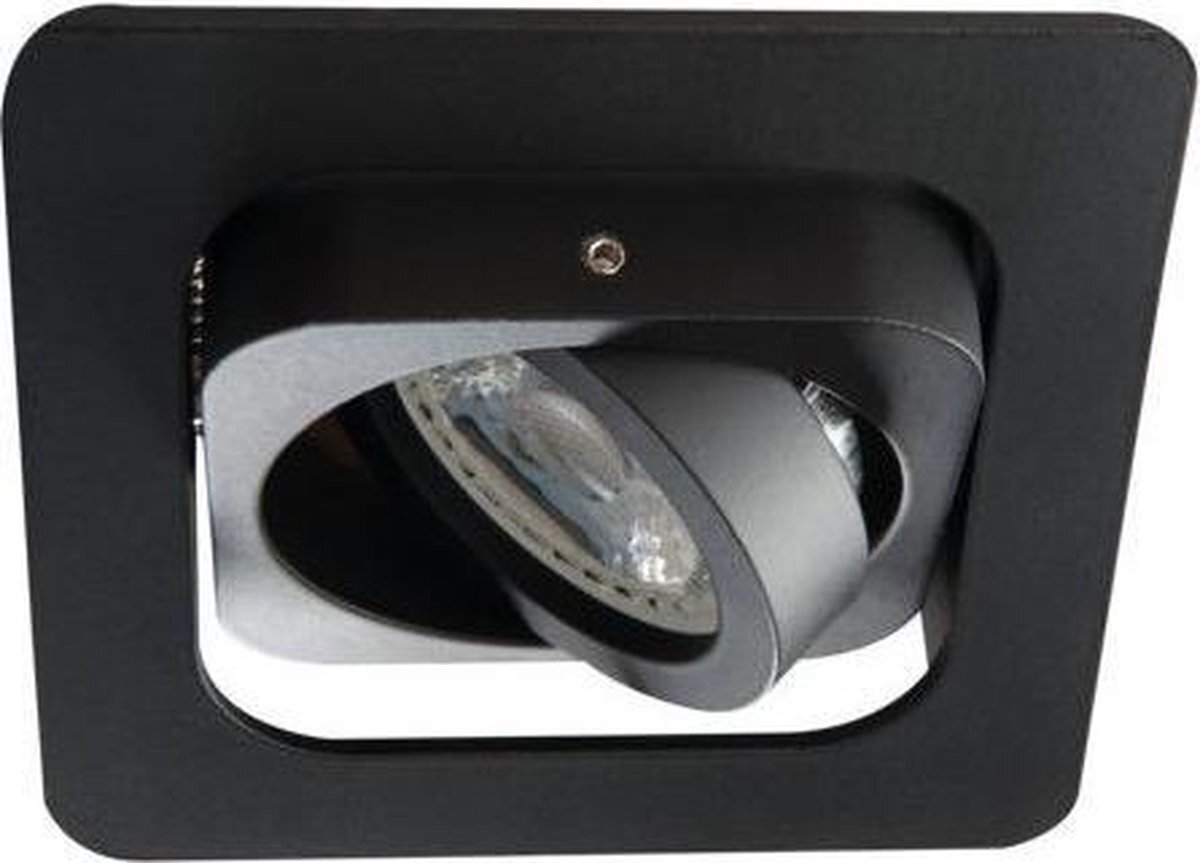 Kanlux S.A. LED GU10 inbouwspot zwart - Dubbelvoudig kantelbaar - Zaagtmaat 80x80 mm