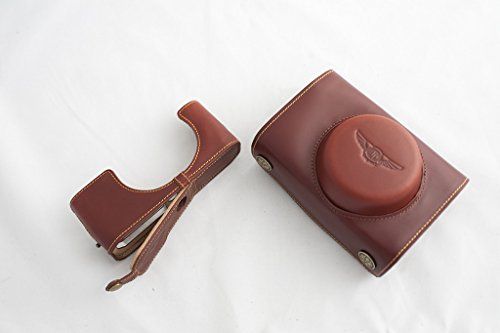 TP Handgemaakte Echt Lederen Camera Case Tas Cover voor Pentax MX-1 MX1 Bruin - Bodem Opening Versie