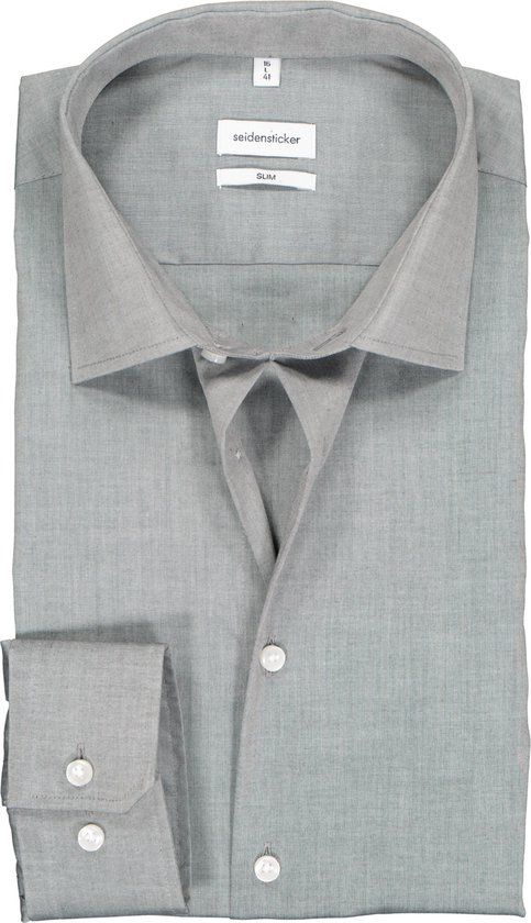 Seidensticker slim fit overhemd grijs - Maat 38 - Heren