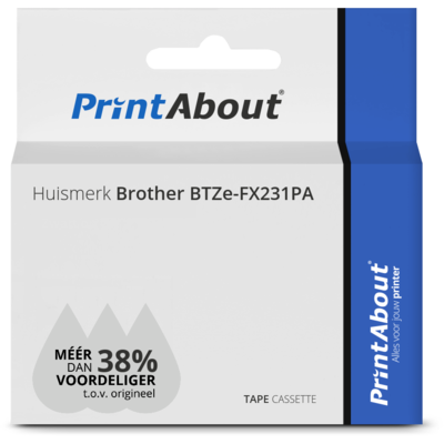 Huismerk Brother BTZe-FX231PA Tape Zwart op wit (12 mm)
