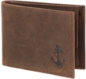 oxmox Leren portemonnee Leather RFID Protect Pocketbörse Freedom Anchor Embossed Vintage Dark Brown