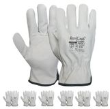 RuviGrab - Verpakking van 6 paar - werkhandschoenen van leer, tuinhandschoenen, lederen handschoenen, werkhandschoenen voor heren en dames