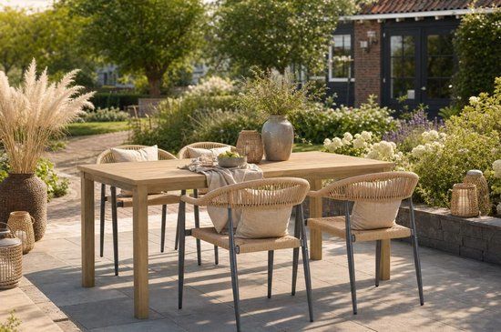 De Laan Projects Tuinset 4 personen 160 cm Aluminium/Rope Taupe