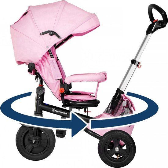 Hyper Motion Tobi Velar Driewieler - Roze - 9 Maanden - 5 Jaar - Luchtbanden - Duwstang