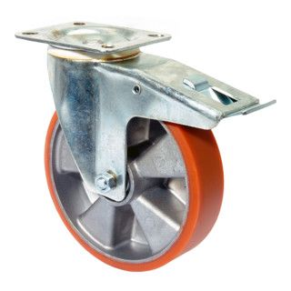BS wielen Transportwiel Zwenkwiel met Rem - 200 mm - 1 Stuk