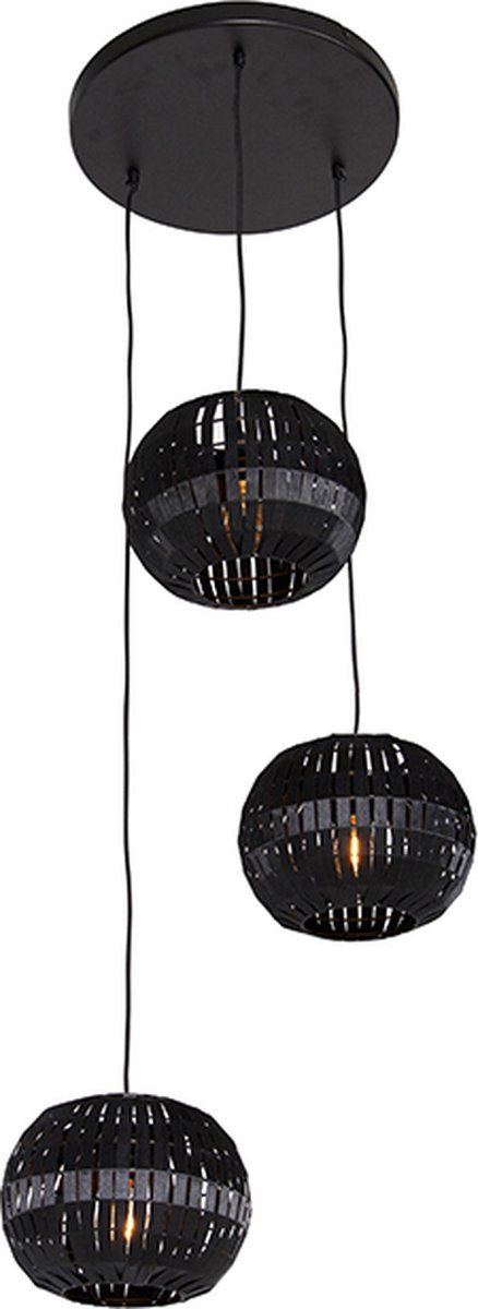 QAZQA Zoe Hanglamp - 3 Lichts - Ø 40 cm - Zwart - Staal