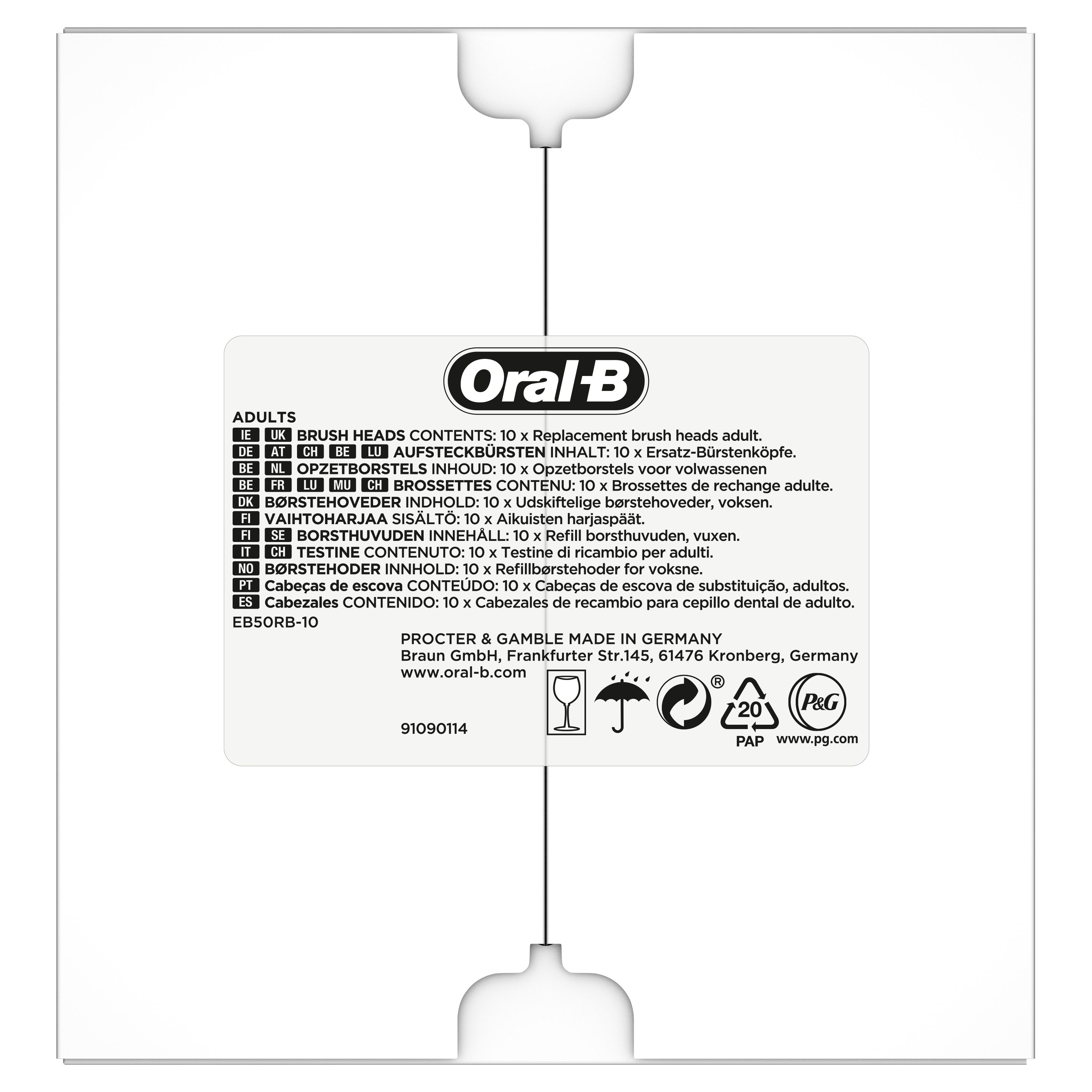 Oral-B CrossAction Opzetborstels - 10 Stuks - CleanMaximiser - Wit