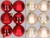 Merkloos / Sans marque Kaemingk B.V. 12x stuks kunststof kerstballen mix van rood en champagne 8 cm
