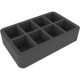 Mousse d'insertion pour orques, 8 compartiments, demi-taille, à cellules fines