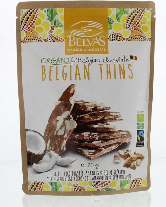 Belvas Belgian Thins Melk Kokos Amandel