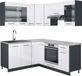 Vicco Cuisine d'angle Fame-Line, Blanc Laqué/Anthracite, 190 x 160 cm, WB Marbre