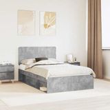 vidaXL Bedframe - Betongrijs - 120 x 200 cm - Massief grenenhout