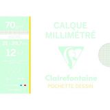 Clairefontaine 97952C Tekenmap voor school, 12 vellen, zeer transparant, A4, 21 x 29,7 cm, 70/75 g, ideaal voor technisch tekenen