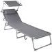 TecTake Ligstoel met Zonnescherm Grijs Polyester, Staal