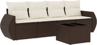 vidaXL 5-delige Loungeset met kussens polyrattan bruin