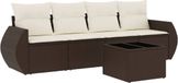 vidaXL Ensembles de salon 5 pièces en polyrotin marron avec coussins