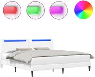 vidaXL Bedframe met LED-stripverlichting Wit 200 x 200 cm Kunstleer